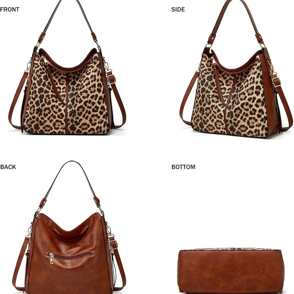 Fashion-Forward Cow Print Handbag Set: Tote, Crossbody & Wallet for Modern Women - Picture 3 of 6